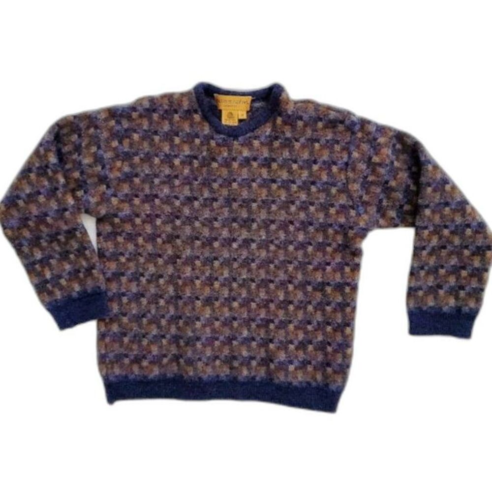 VNTG Tricots St Raphael Boiled Pure New Wool Merino Sweater Mosaic Grandpacore